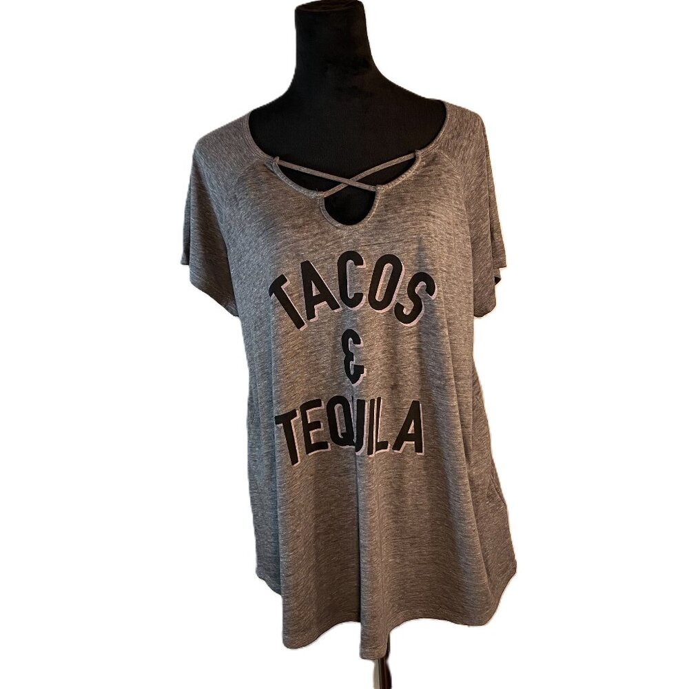 Torrid Gray Tacos & Tequila Tee Size 2X